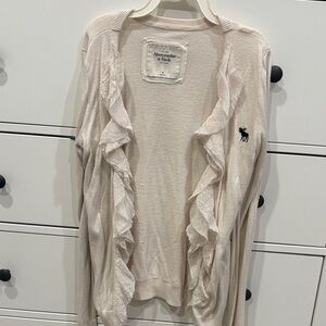 Abercrombie & Fitch Cream Ruffle Cardigan